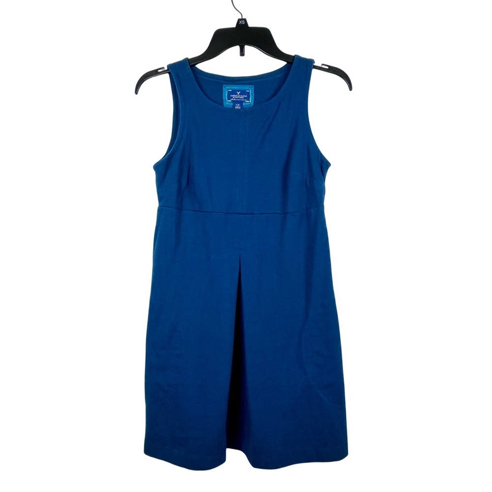 American Eagle XS Blue Wool Blend Sleeveless Shift Dress Petite